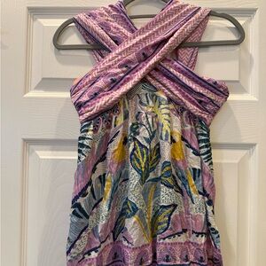 FARM Rio Pink Purple Floral Cross-Back Tank Top